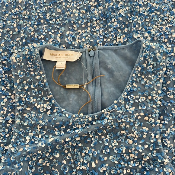 MICHAEL KORS COLLECTION BLUE EMBELLISHED DRESS SIZED DOWN 6 NOT 12 NWOTS! - Picture 14 of 17